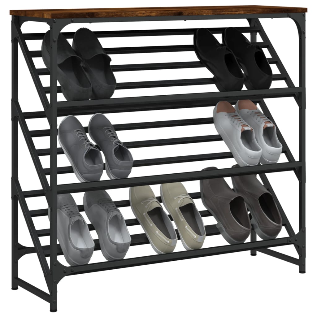 VidaXL shoe rack 90x30x85 cm processed wood smoked oak colored