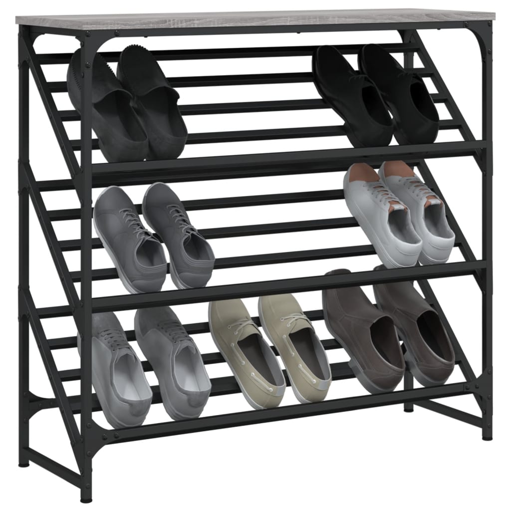 VidaXL Schuhregal 90x30x85 cm, fertiges Holz, grau Sonoma