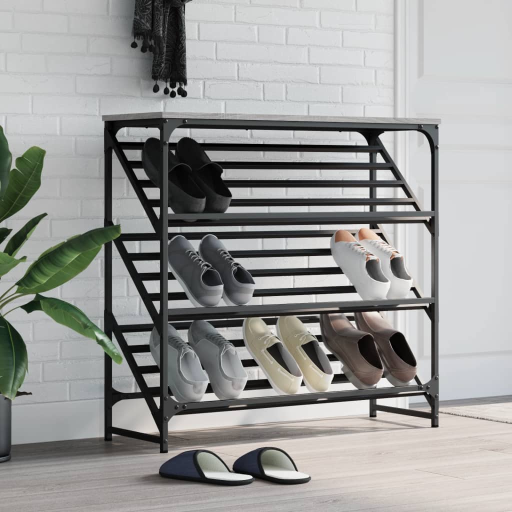 Vidaxl Shoe Rack 90x30x85 cm forarbejdet trægrå sonoma