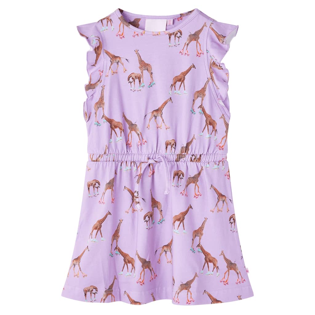 VidaXL Kinderkleid mit Ärmeln mit Rüschen und Kordelzug 92 Flieder