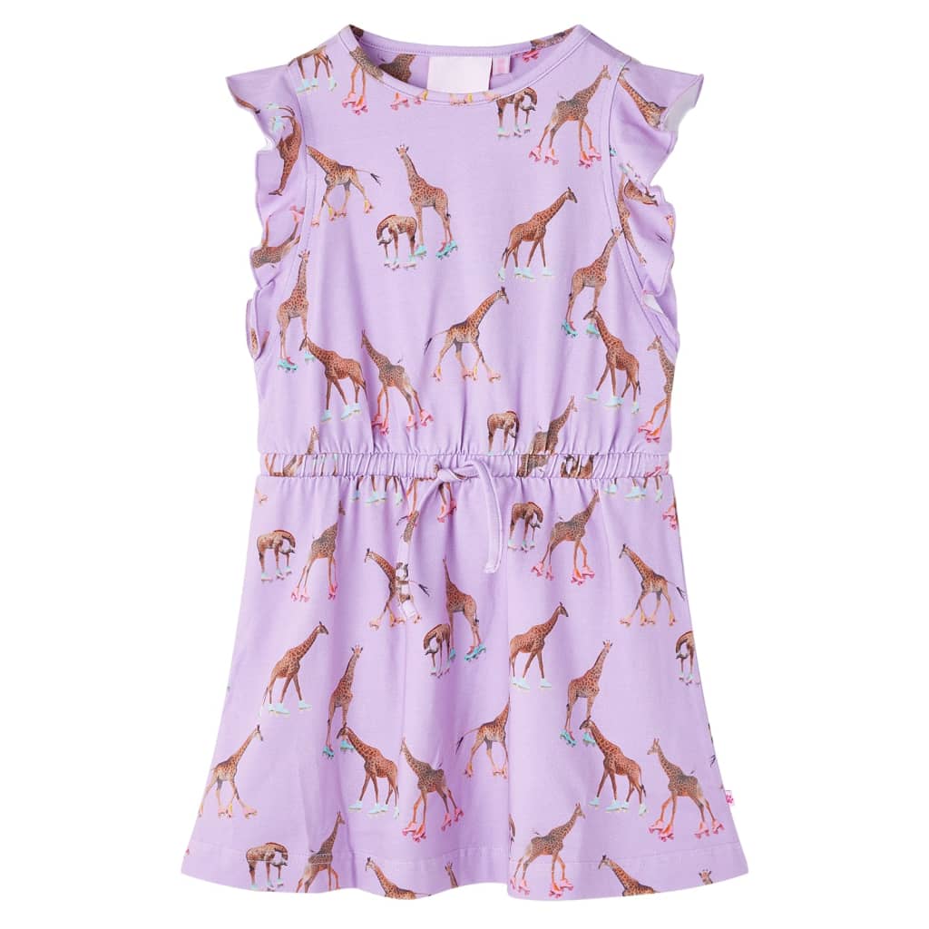 VidaXL Kinderkleid mit Rüschenärmeln und Kordelzug 128 Flieder