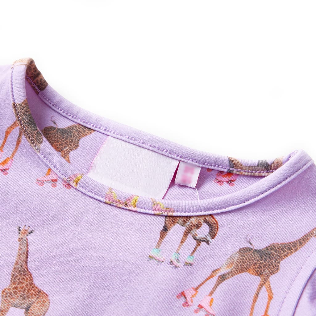 VidaXL Kinderkleid mit Rüschenärmeln und Kordelzug 128 Flieder
