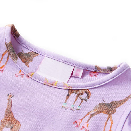 Vidaxl Kinderkleid mit Ärmeln mit Rüschen und Kordelzug 140 Flieder