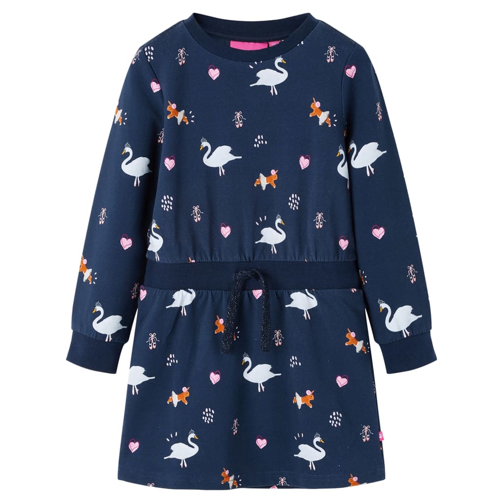 VidaXL Kinderkleid mit langen Ärmeln 128 Marineblau