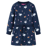 VidaXL Kinderkleid mit langen Ärmeln 128 Marineblau
