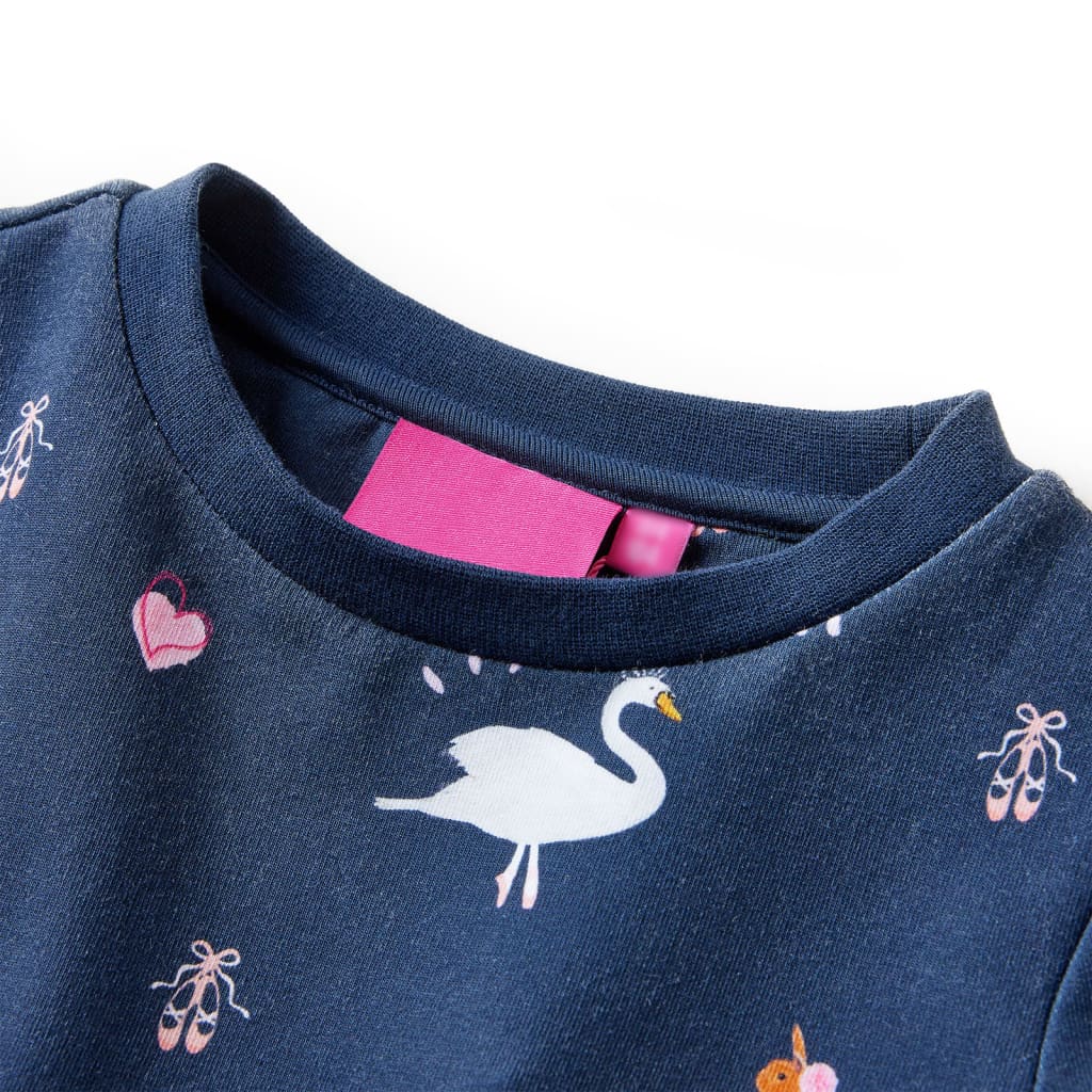 VidaXL Kinderkleid mit langen Ärmeln 128 Marineblau