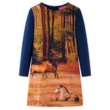 VidaXL Kinderkleid mit langen Ärmeln 128 Marineblau