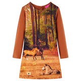 VidaXL Kinderkleid mit langen Ärmeln 92 cognacfarben