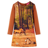VidaXL Kinderkleid mit langen Ärmeln 116 cognacfarben