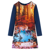 VidaXL Kinderkleid mit langen Ärmeln 140 Marineblau
