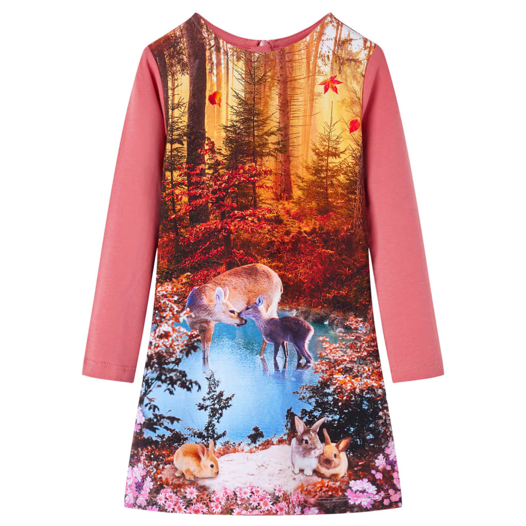 VidaXL Kinderkleid mit langen Ärmeln 104 Altrosa