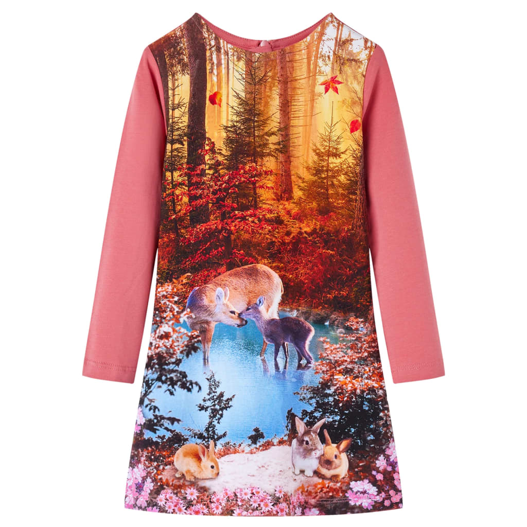 VidaXL Kinderkleid mit langen Ärmeln 116 Altrosa
