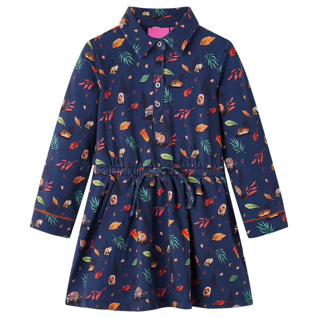 Vidaxl children's dress with long sleeves 92 navy blue