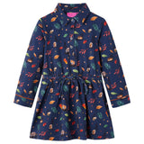 Abito per bambini Vidaxl con maniche lunghe 104 blu navy