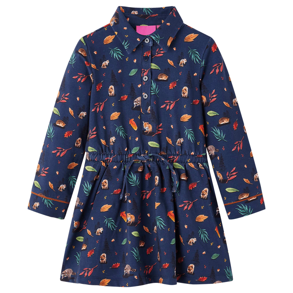 Abito per bambini Vidaxl con maniche lunghe 116 blu navy