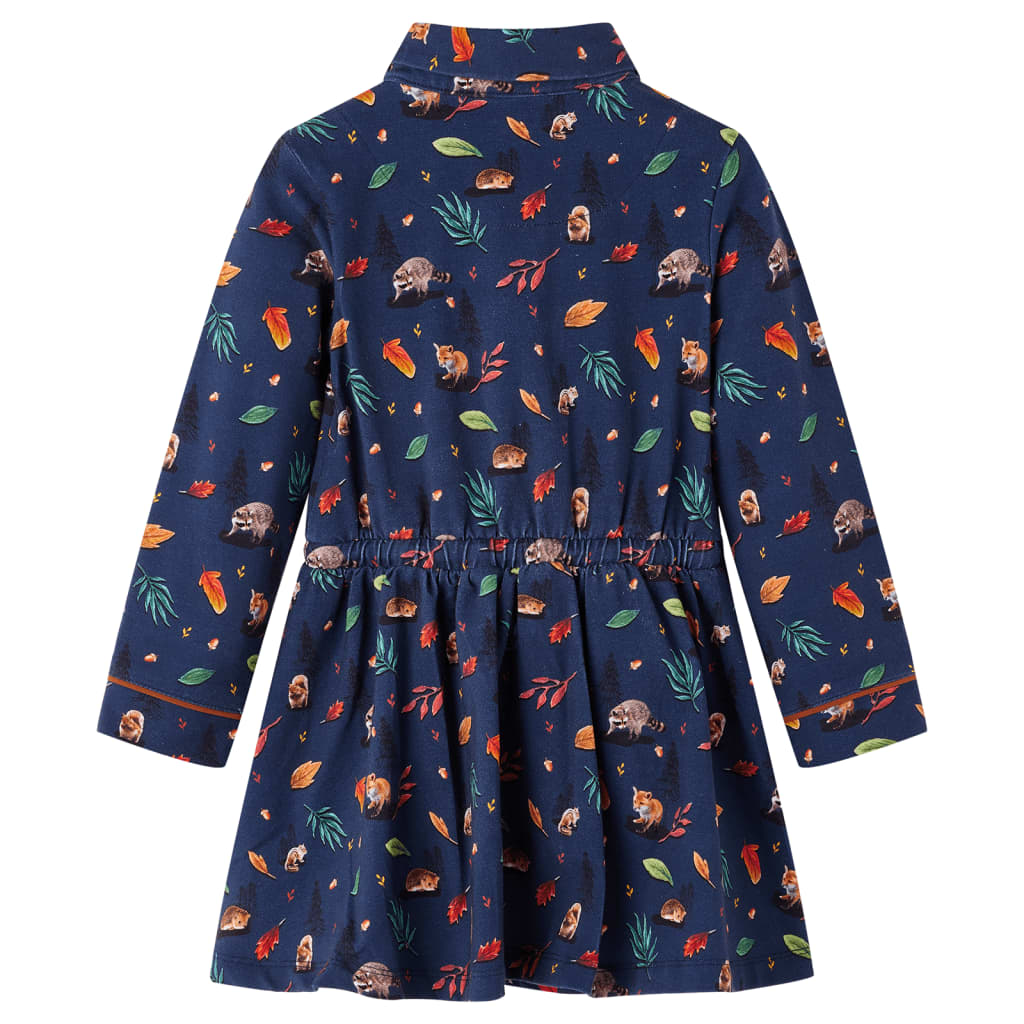 Vidaxl children's dress with long sleeves 116 navy blue