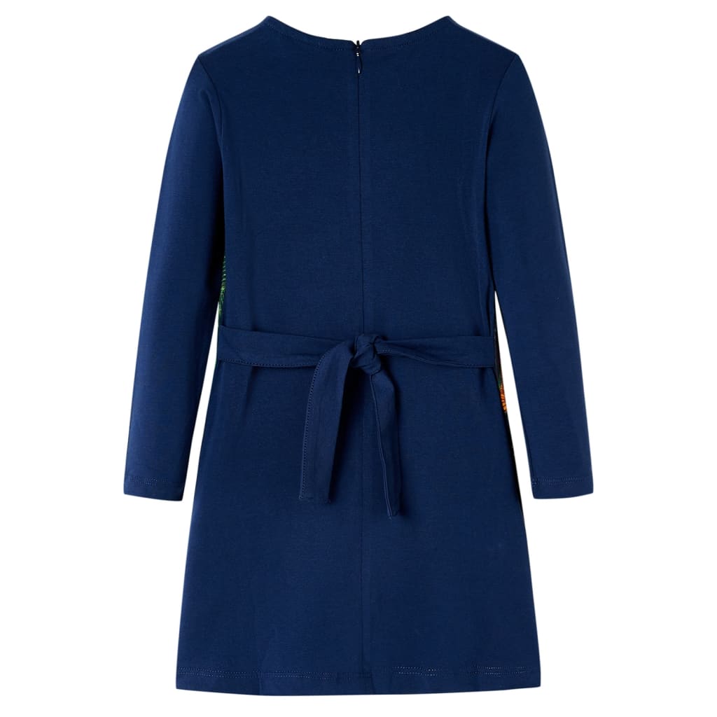 VidaXL Kinderkleid mit langen Ärmeln 128 Marineblau