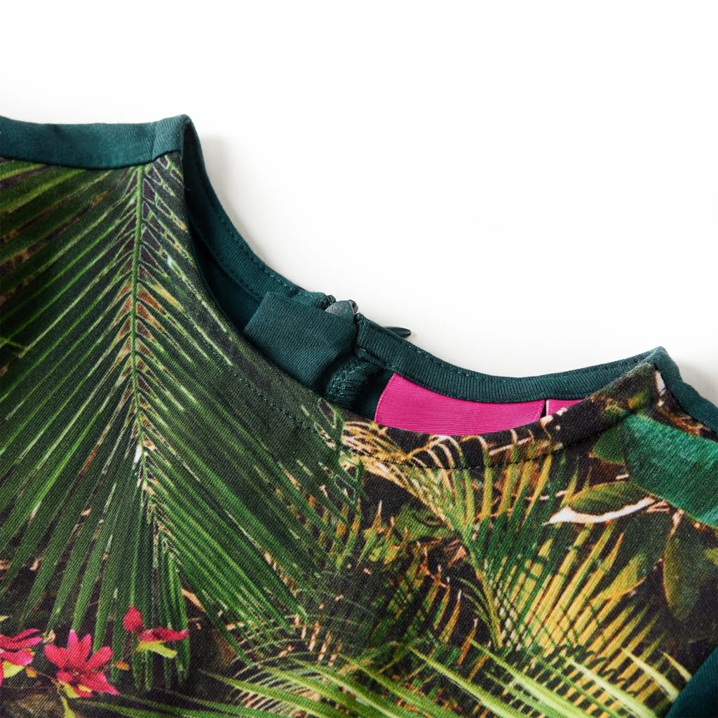 VidaXL Kinderkleid mit langen Ärmeln 128 Dunkelgrün