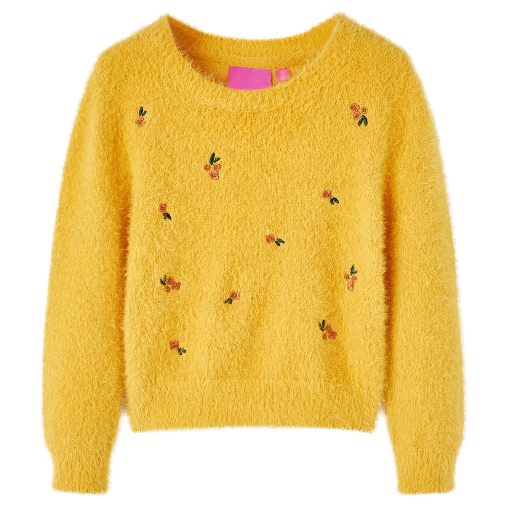 Vidaxl Børns sweater strikket 116 Ocher -farvet