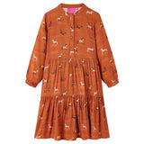 Vidaxl Kinderkleid 128 Cognac gefärbt