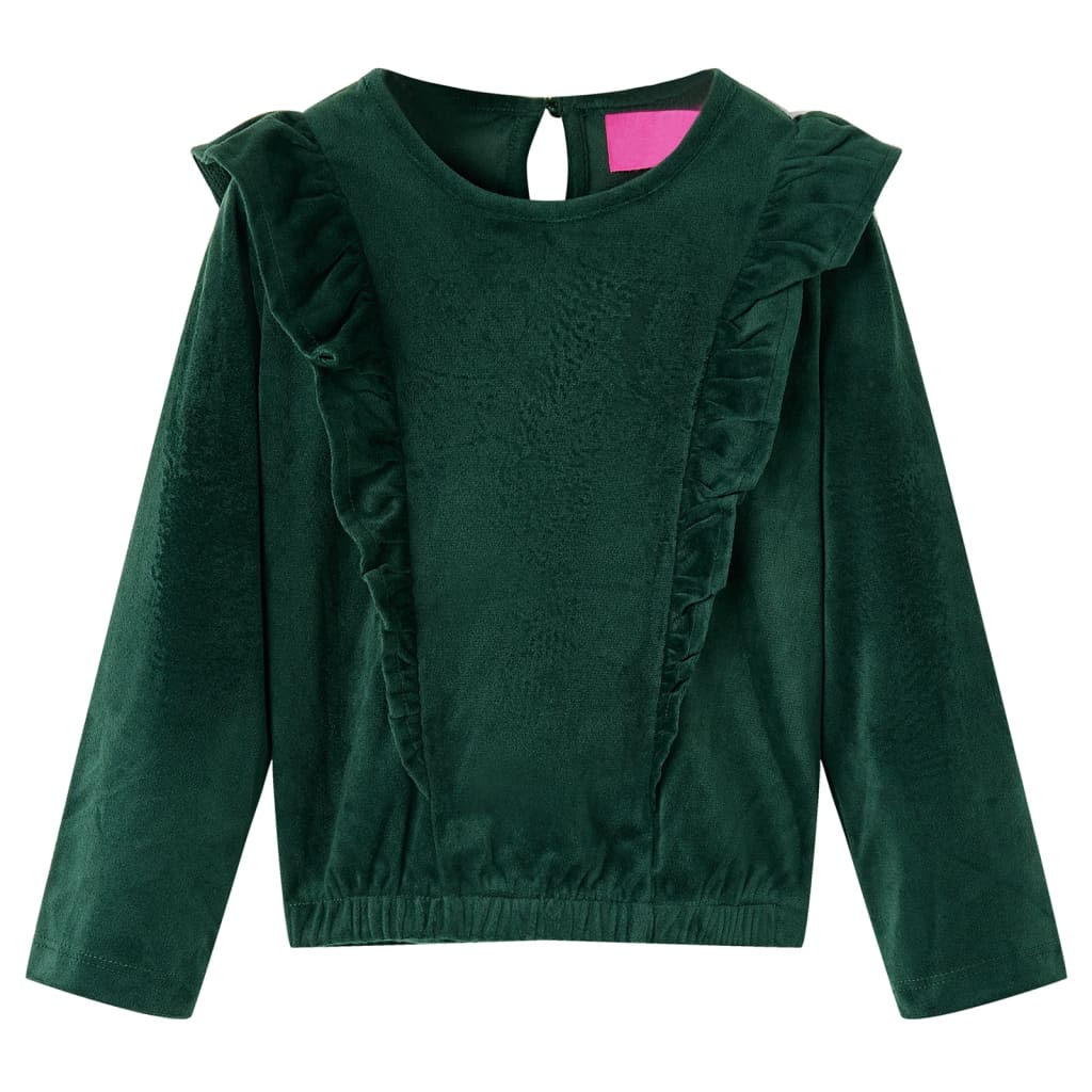 VidaXL Kinderblouse met ruches 92 donkergroen