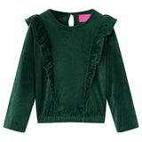 VidaXL Kinderblouse met ruches 104 donkergroen