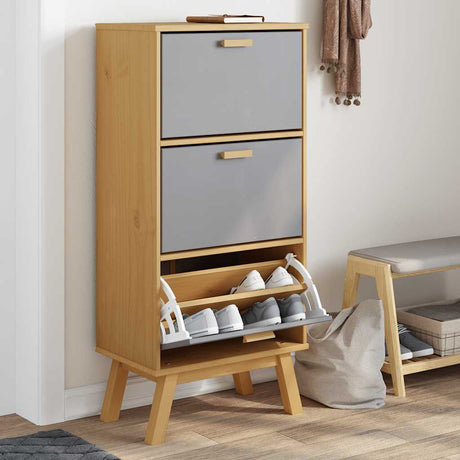 Vidaxx Schuhschrank Olden 55x35x120 cm Kiefernholz grau und braun