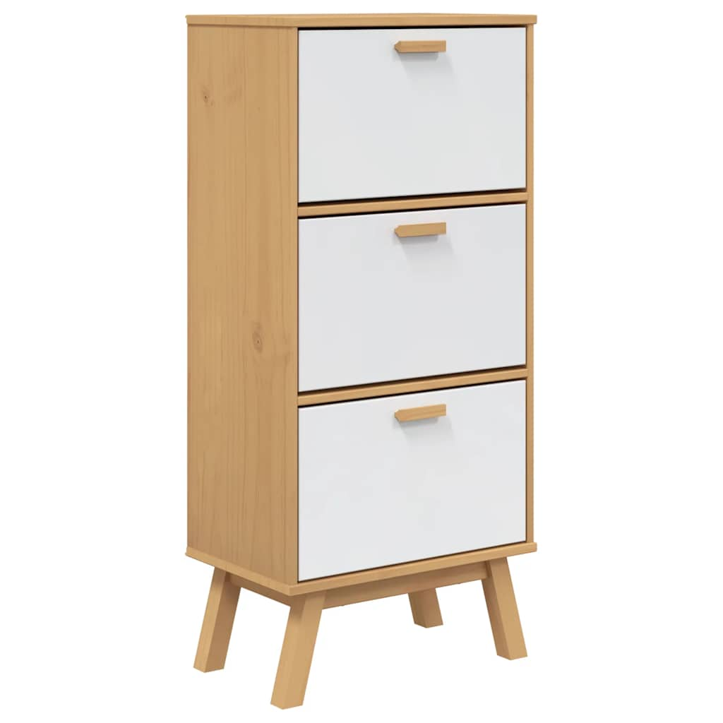 Vidaxl Cabinet da scarpe Olden 55x35x120 cm in legno di pino bianco e marrone