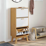 Vidaxl Shoe cabinet Olden 55x35x120 cm Pine wood white and brown