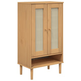 Vidaxl Shoe Cabinet Senja 59.5x35x107 cm Rattan Look Pine Wood Brown