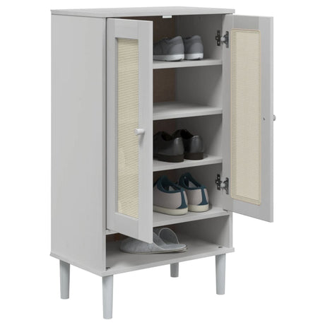 Vidaxx Schuhschrank Senja 59,5x35x107 cm Rattanoptik Kiefernholz weiß