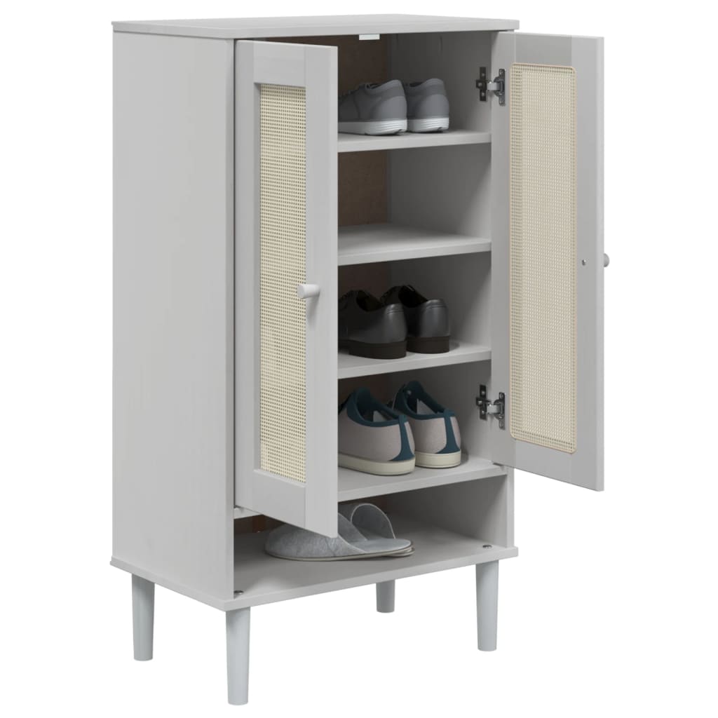 Vidaxl Schong Cabinet Senja 59.5x33x107 cm Rattan kuckt Pine wäiss wäiss