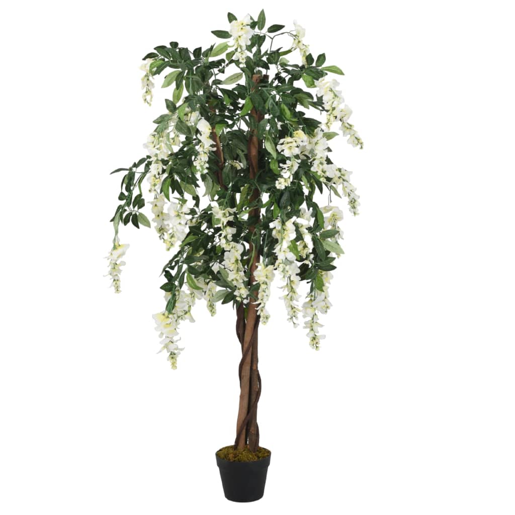 VIDAXL Künstliche Pflanze Wisteria 1470 Blätter 200 cm grün und weiß