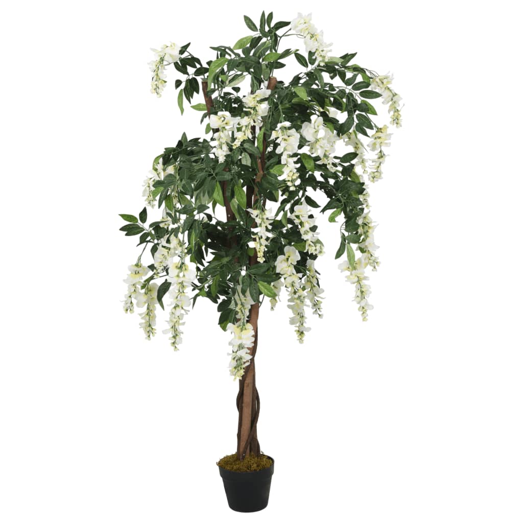 Vidaxl Wisteria de plante artificielle 1470 feuilles 200 cm vert et blanc