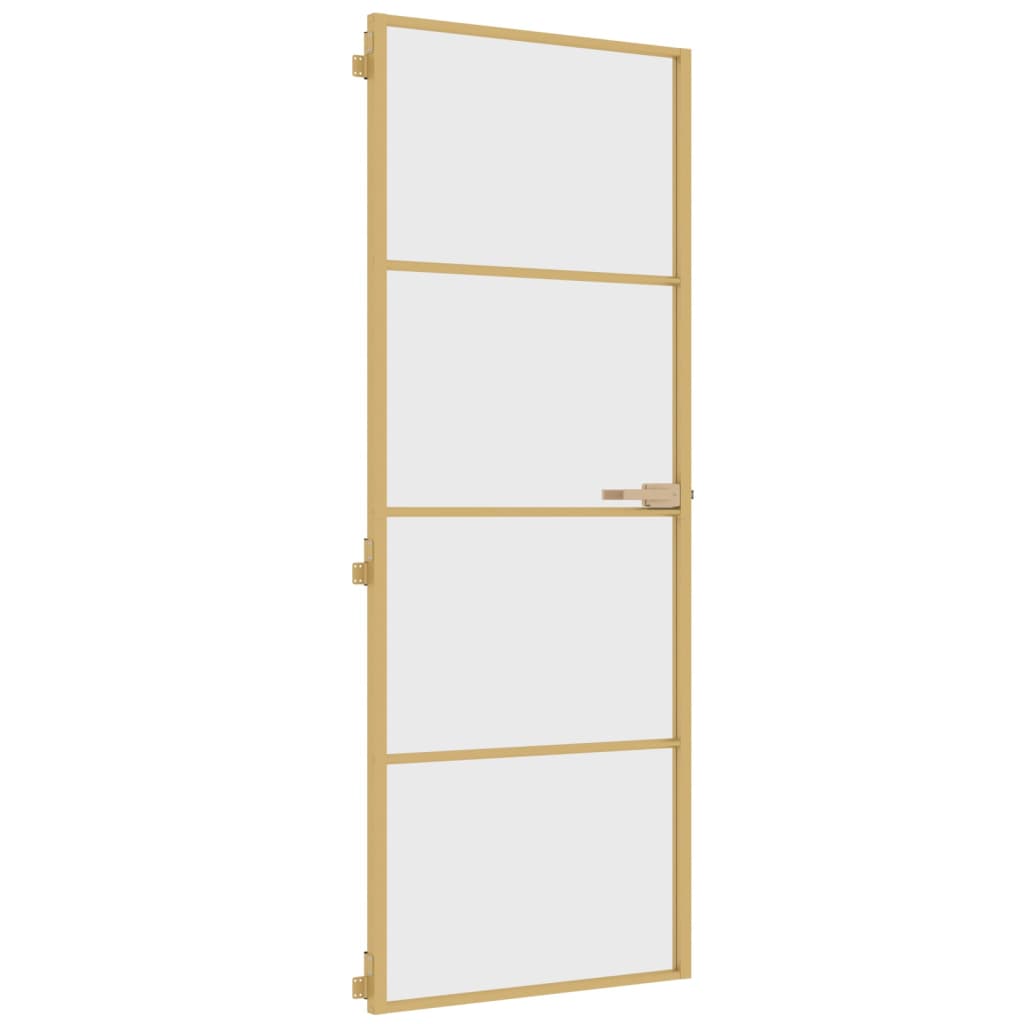 Vidaxl puerta interior estrecha 76x201.5 cm de vidrio endurecido y color de oro de aluminio