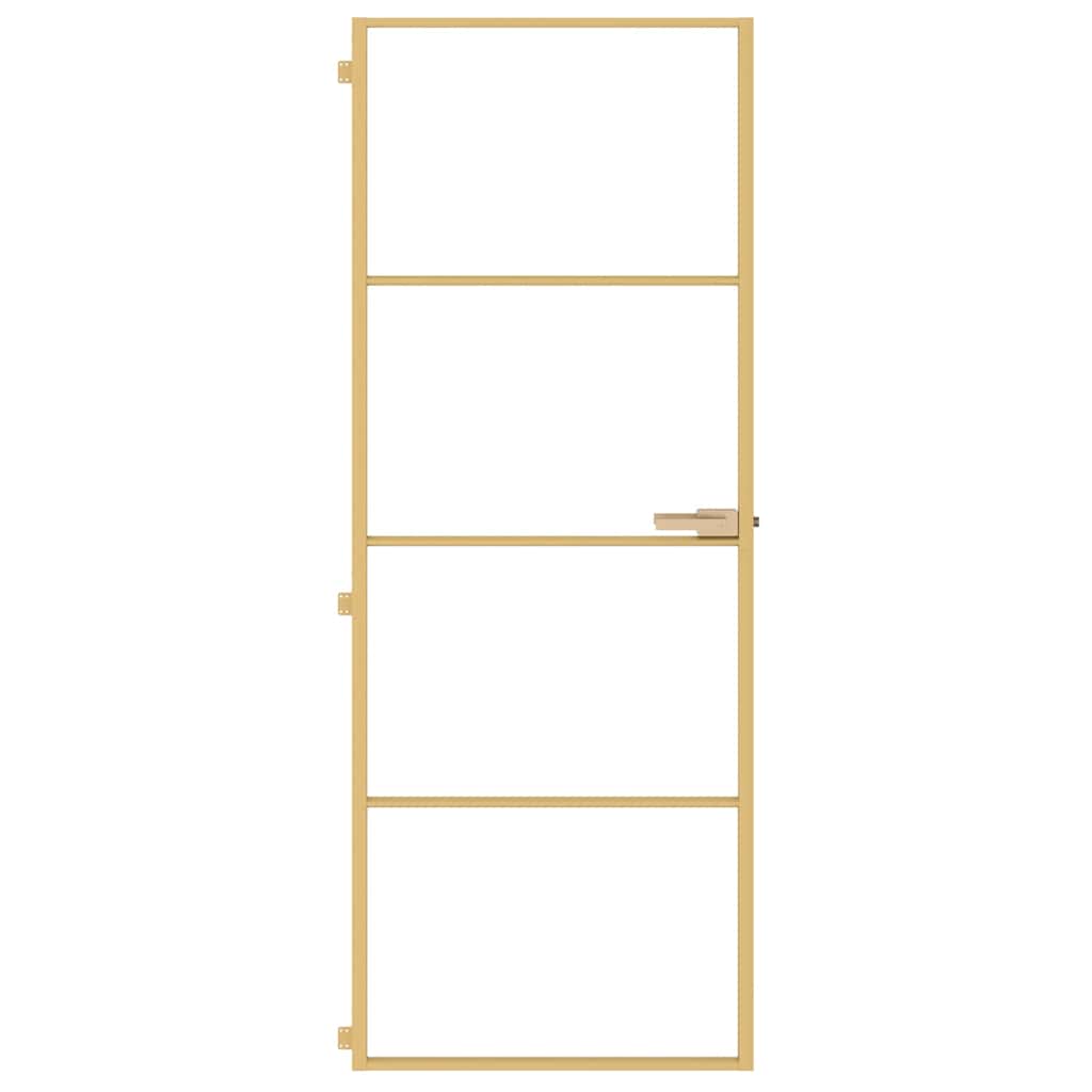 Vidaxx Innentür schmal 76x201,5 cm gehärtetes Glas und Aluminium goldfarben