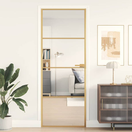 Vidaxx Innentür schmal 76x201,5 cm gehärtetes Glas und Aluminium goldfarben