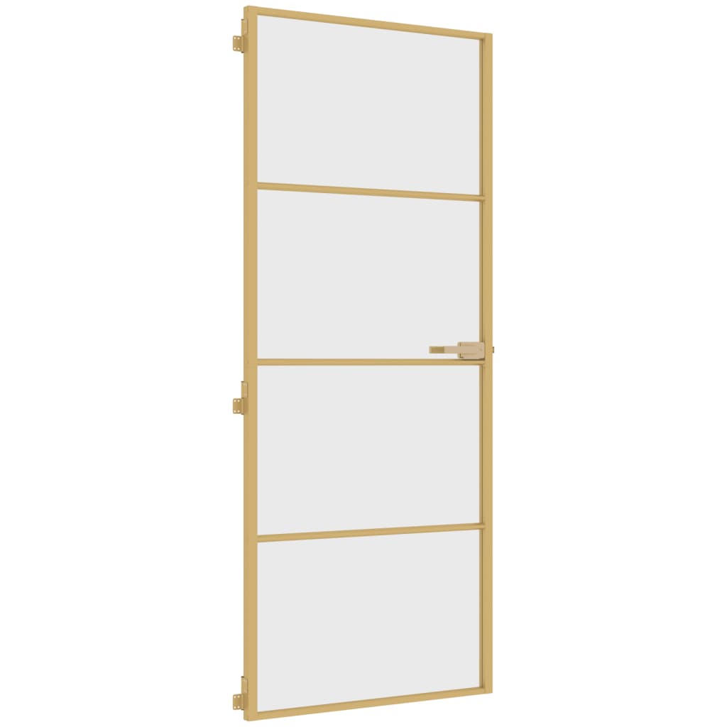 Vidaxl Porte intérieure étroite 83x201,5 cm Verre durci et couleur or en aluminium