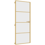 Vidaxl Porta interna stretta 83x201,5 cm in vetro temprato e colore in oro in alluminio