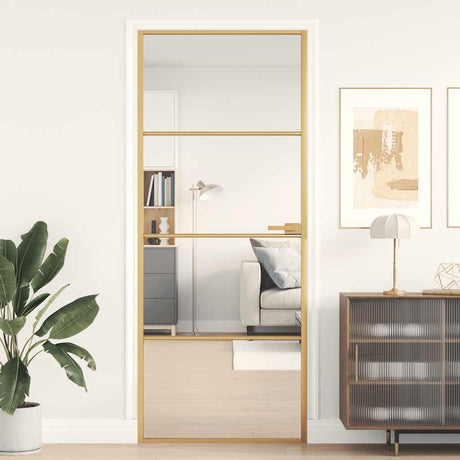 Vidaxx Innentür schmal 83x201,5 cm gehärtetes Glas und Aluminium goldfarben