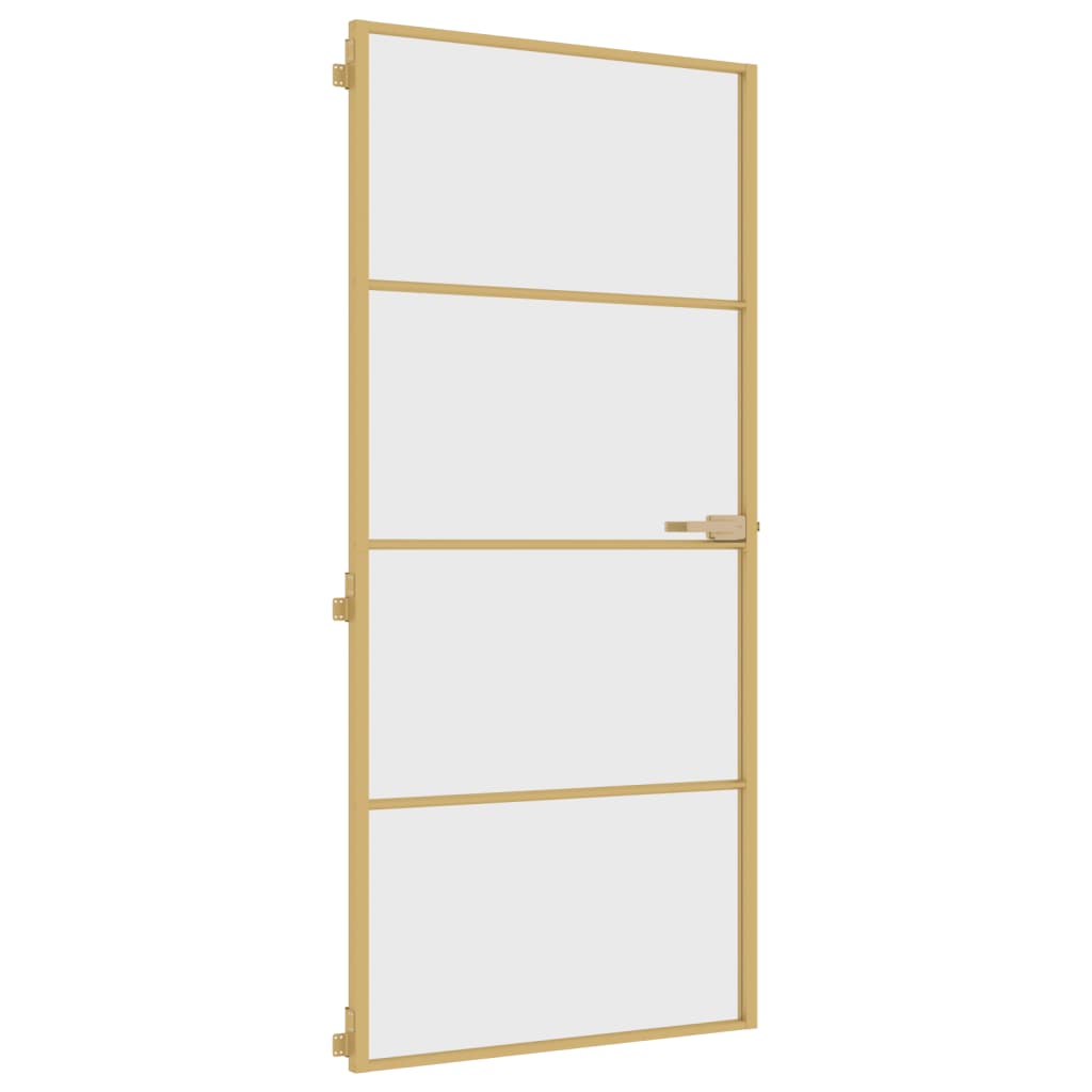 Vidaxx Innentür schmal 93x201,5 cm gehärtetes Glas und Aluminium goldfarben