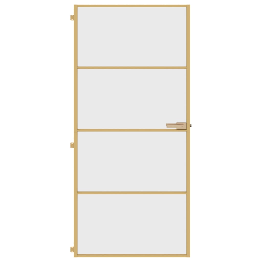 Vidaxl Innenür schmal 93x201,5 cm gehärtetes Glas und Aluminiumgoldfarbe