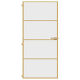 Vidaxl puerta interior estrecha 93x201.5 cm de vidrio endurecido y color de oro de aluminio