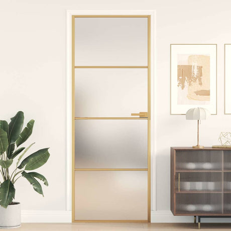 Vidaxx Innentür schmal 76x201,5 cm gehärtetes Glas und Aluminium goldfarben