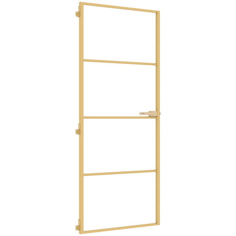 Vidaxx Innentür schmal 83x201,5 cm gehärtetes Glas und Aluminium goldfarben