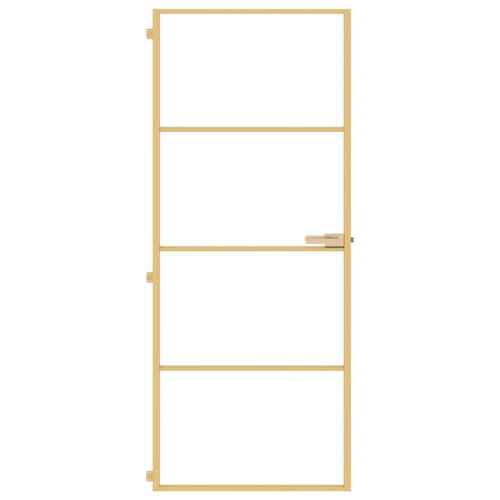 Vidaxx Innentür schmal 83x201,5 cm gehärtetes Glas und Aluminium goldfarben