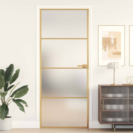 Vidaxx Innentür schmal 83x201,5 cm gehärtetes Glas und Aluminium goldfarben