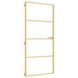 Vidaxl Porta interna stretta 93x201,5 cm in vetro temprato e colore in oro in alluminio