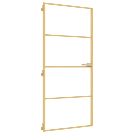 Vidaxx Innentür schmal 93x201,5 cm gehärtetes Glas und Aluminium goldfarben