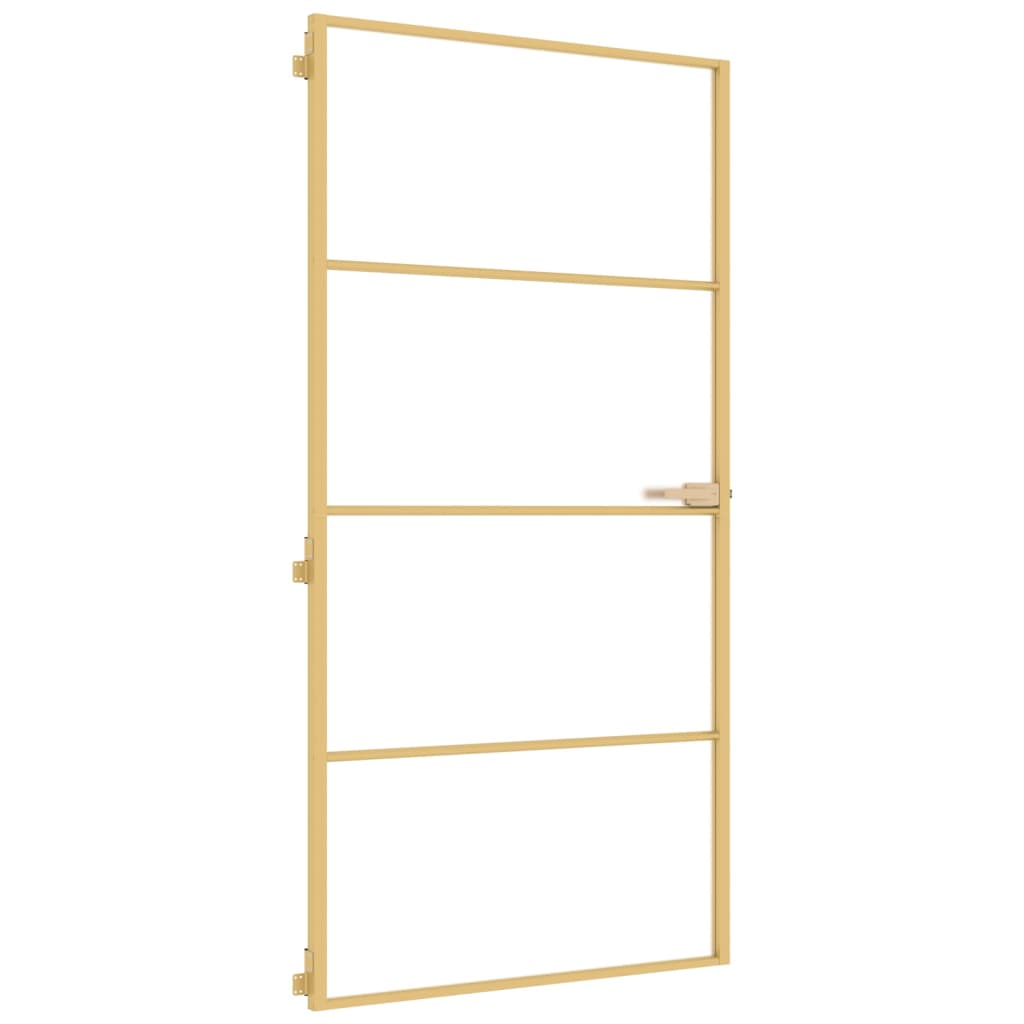 Vidaxl Porta interna stretta 102.5x201,5 cm in vetro indurito e oro in alluminio